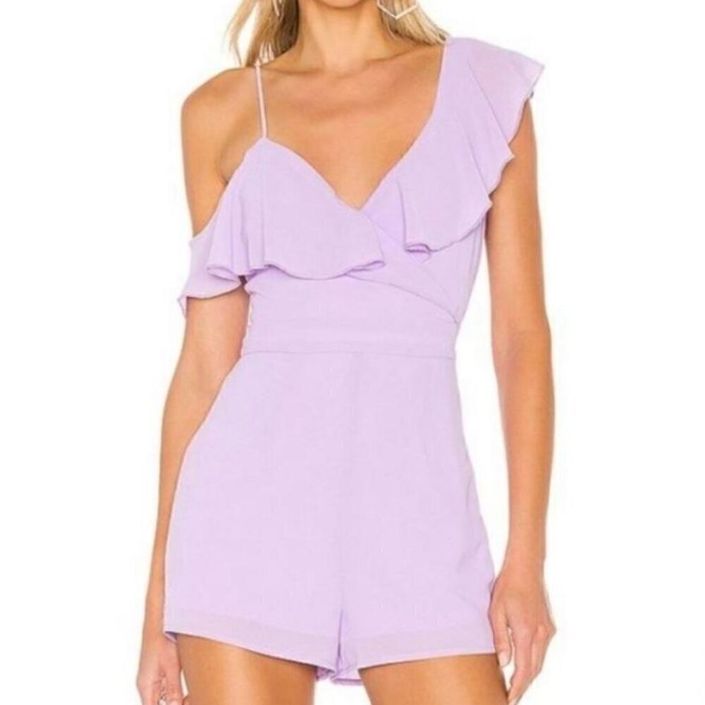 Superdown Women's Size XS Lilac Purple Sleeveless Ruffle Playsuit Romper